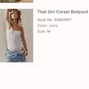 White cami bodysuit Free People That Girl Corset Bodysuit Medium NWOT sheer